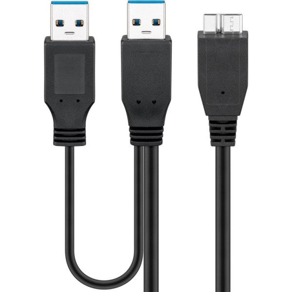 [ICOC_USB3-PW1] Cavo USB 3.2 SuperSpeed ad Y 2x A M / Micro B M 0,3 m Nero