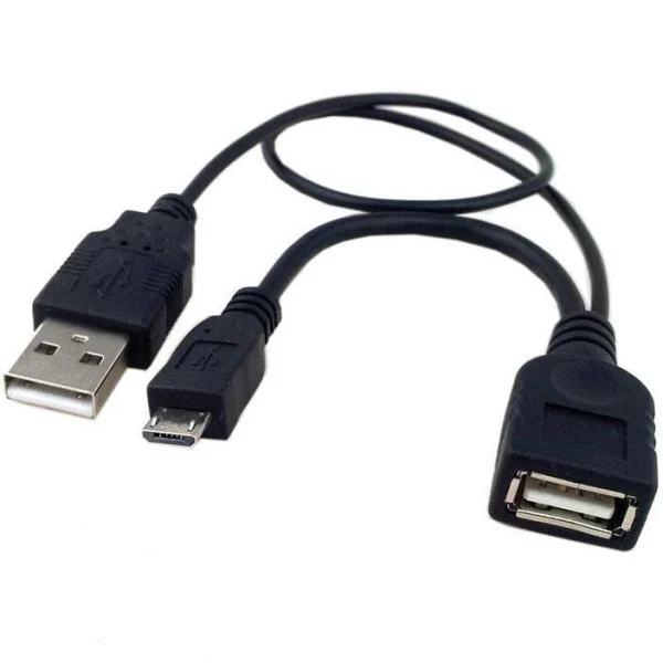 [ICOC_MUSB-MC2] Cavo USB A F 2.0 OTG Micro USB M con Alimentazione USB, 30cm Nero