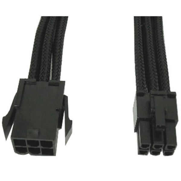 [ICOC_CA-6P-01-BK] Cavo Prolunga PCI-E 6 Pin 30 cm con Guaina Nera
