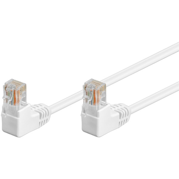 [ICOC_U5EB-010-WHA] Cavo di rete Patch Angolato 90&deg; CCA Cat. 5e Bianco UTP 1 m