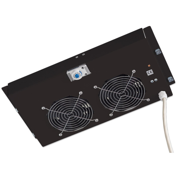 [I-CASE_FAN-2BK] Gruppo di ventilazione a soffitto per Rack 19'' 2 Ventole Nero
