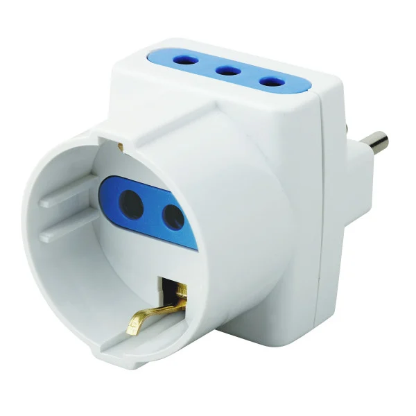 [IPW-TRP10-2W] Adattatore Triplo Schuko Spina 2P+T Prese 2P+T 10A