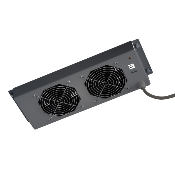 [I-CASE_FAN-2STN] Gruppo di 2 Ventole a Soffitto Senza Termostato per Rack 19'' Nero