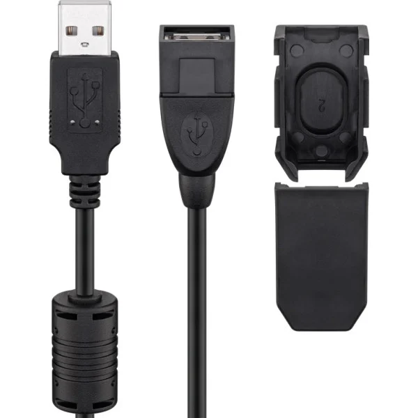 [ICOC_U2-AA-20-EXF] Cavo Prolunga USB 2.0 con Ferrite A Maschio / A Femmina 2m Nero