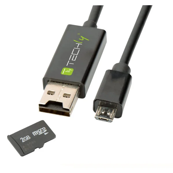[ICOC_U2OTG-SD] Cavo USB OTG Micro B / USB A con Lettore Micro SD/SDHC 26cm Nero