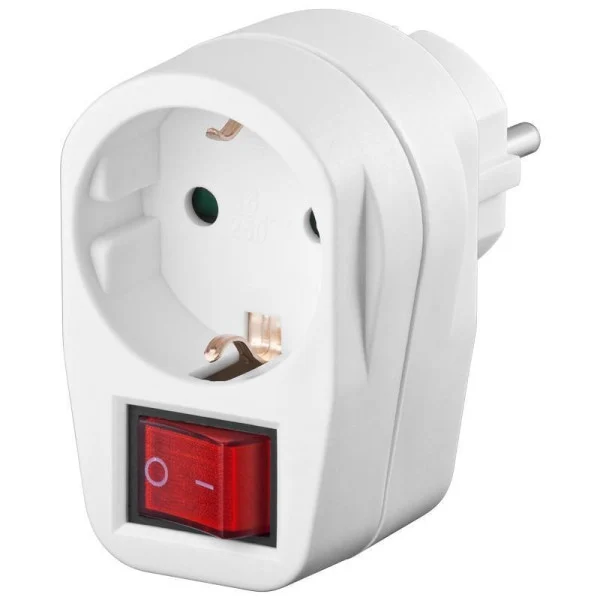 [IUPS-PCP-DIS] Adattatore con Presa Schuko CEE 7/4 con Interruttore Bianco