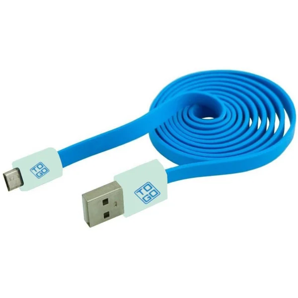 [ICOC_MUSB-FLC] Cavo Flat USB AM a Micro USB M 1m Azzurro / Bianco