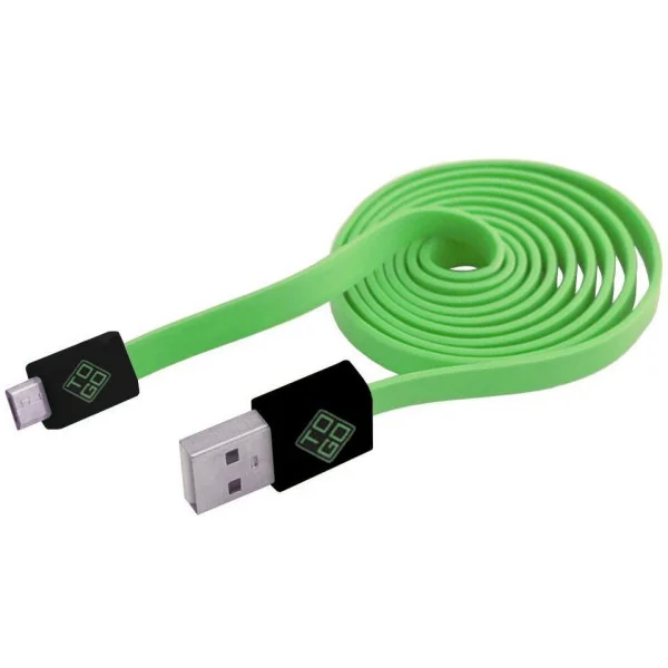 [ICOC_MUSB-FLV] Cavo Flat USB AM a Micro USB M 1m Verde / Nero