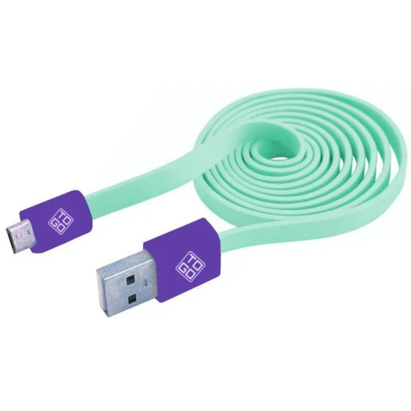 [ICOC_MUSB-FLVA] Cavo Flat USB AM a Micro USB M 1m Verde Acqua / Viola