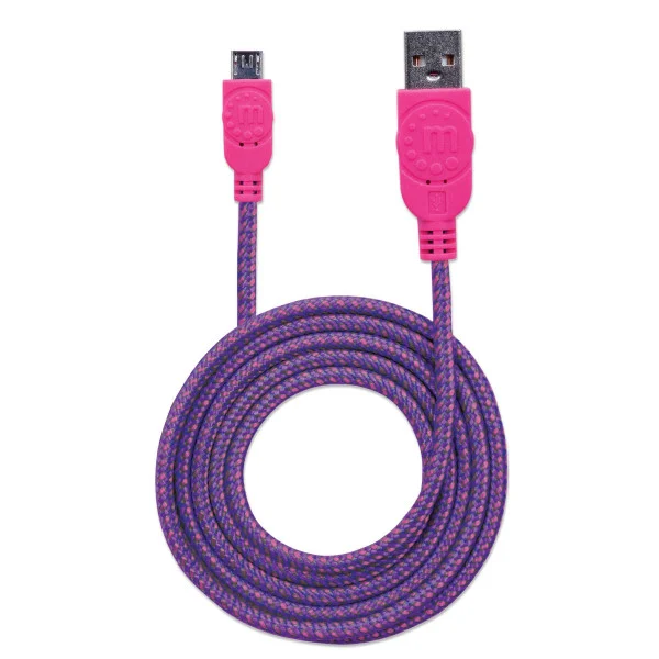[ICOC_MUSB-A-018BPP] Cavo Micro USB Guaina Intrecciata USB/MicroUsb 1.8m Viola/Fucsia