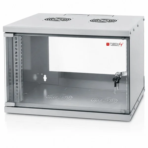 [I-CASE_EL-1006G45] Armadio Rack 19'' a Muro 6U prof. 450 Grigio Assemblato
