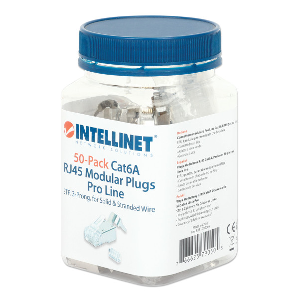 Confezione 50 Plug RJ45 STP per Cavo Rigido Flessibile Cat.6A STP