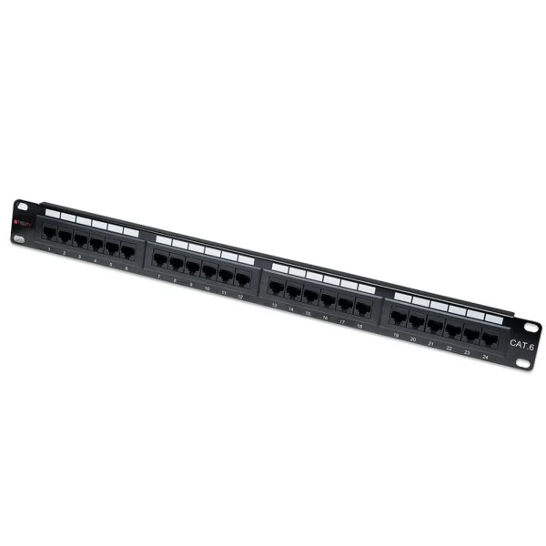 [I-PP_24-RU-C6T] Pannello Patch UTP 24 Posti RJ45 Cat.6 Techly