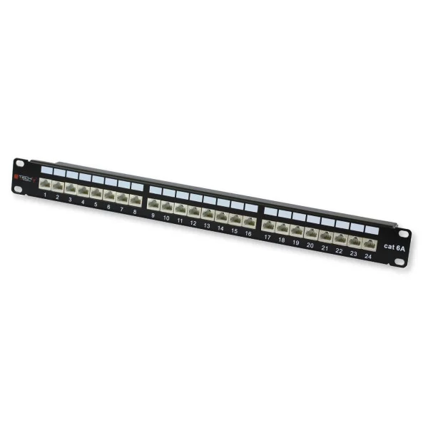 [I-PP_24-RS-C6AT] Pannello Patch STP 24 Posti RJ45 cat. 6A Techly