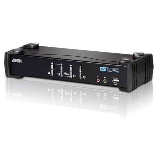 [IDATA_CS-1764] Switch KVM USB DVI a 4 Porte con Audio e Hub USB, CS1764A