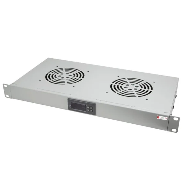 [I-CASE_FAN-TC2G] Gruppo 2 Ventole 1U per Rack 19'' con Termostato LED Grigio