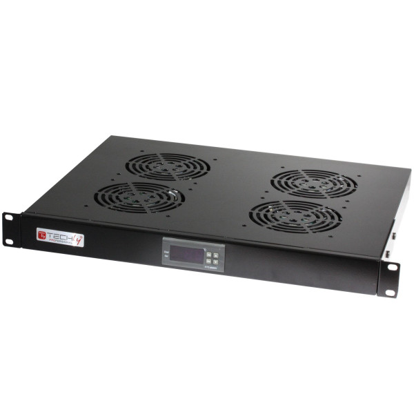[I-CASE_FAN-TC4B] Gruppo 4 Ventole 1U per Rack 19'' con Termostato LED Nero
