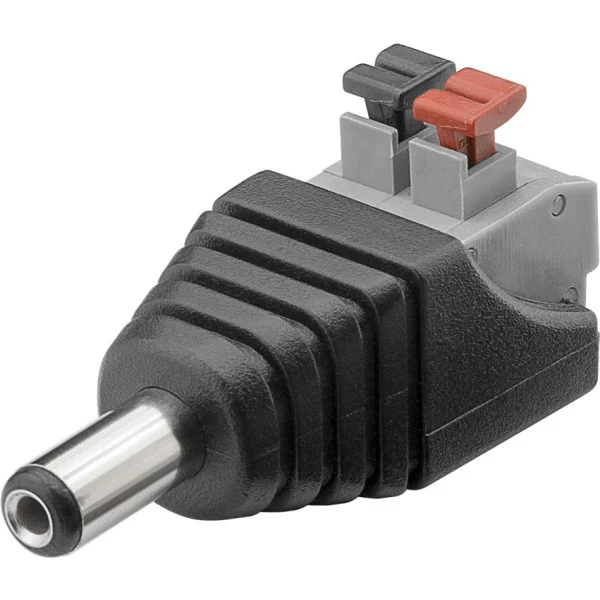 [IADAP_TB2-DC5521M] Adattatore Plug DC 2.1x5.5mm Maschio Terminal Block 2 pin con Pulsante