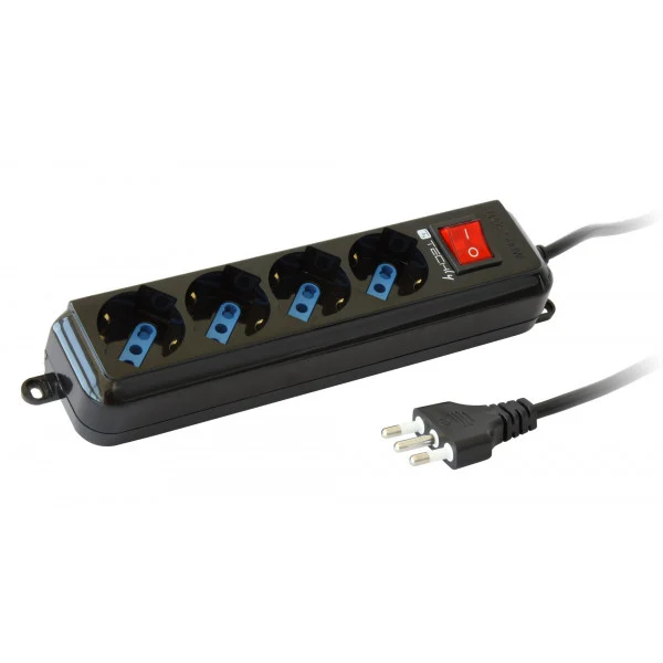 [IUPS-PCP-4BK] Multipresa 4 Posti Italiana Bipasso con Interruttore Nero