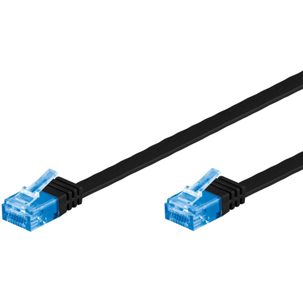 [ICOC_U6A-FL-150BK] Cavo di Rete Patch Piatto in Rame Cat.6A UTP 15m Nero