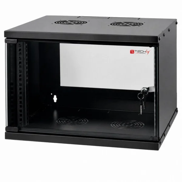 [I-CASE_EL-1006B32] Armadio Rack 19'' a Muro 6U prof. 320 Nero Assemblato