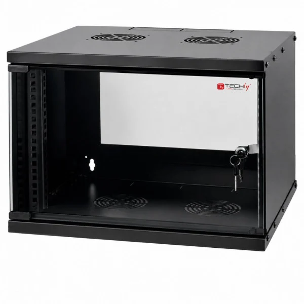 [I-CASE_EL-1006B45] Armadio Rack 19'' a Muro 6U prof. 450 Nero Assemblato