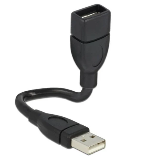 [ICOC_U2-SHAPE15] Cavo semi-rigido USB2.0 A Maschio / A Femmina 15cm Nero