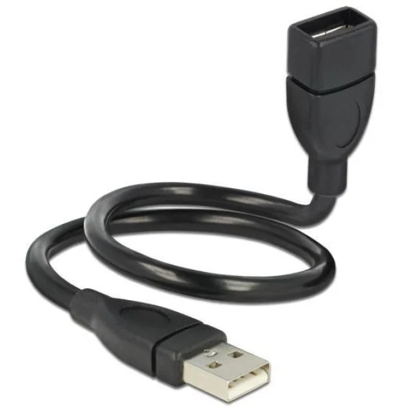 [ICOC_U2-SHAPE35] Cavo semi-rigido USB2.0 A Maschio / A Femmina 35cm Nero
