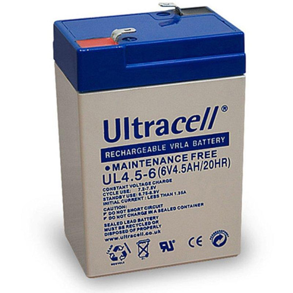 [IBT-PS-UL456] Batteria al Piombo 6V 4,5Ah, UL 4.5-6 (Faston 187 - 4,8mm)