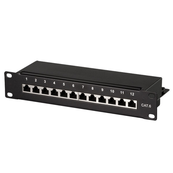 Pannello Patch 10'' STP 12 Posti RJ45 Cat. 6 Nero