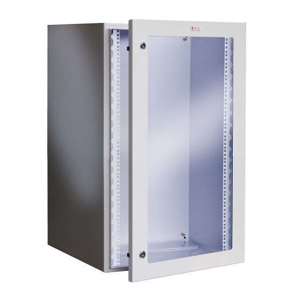 [I-CASE_IP-1760GV] Armadio Rack 19'' a muro 17U grigio IP65 porta vetro prof. 600 mm