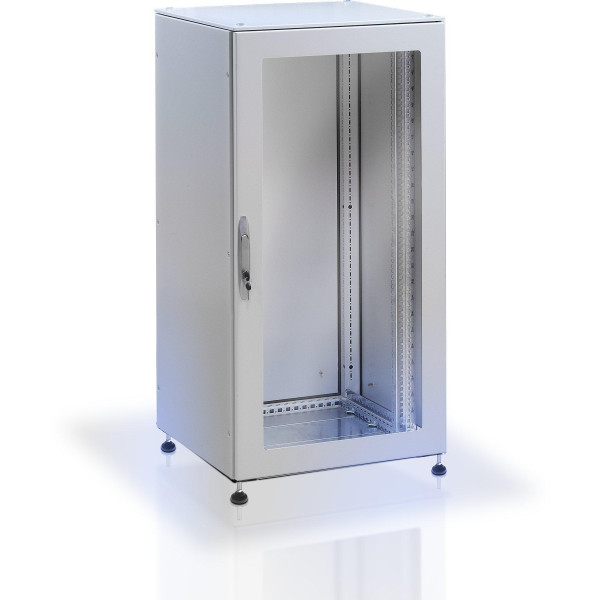 Armadio rack 19'' a pavimento 42U grigio IP55 porta vetro prof. 800 mm