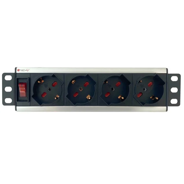 Multipresa 4 posti UNEL da Rack 10'' con Interruttore Spina Italiana 1,5U