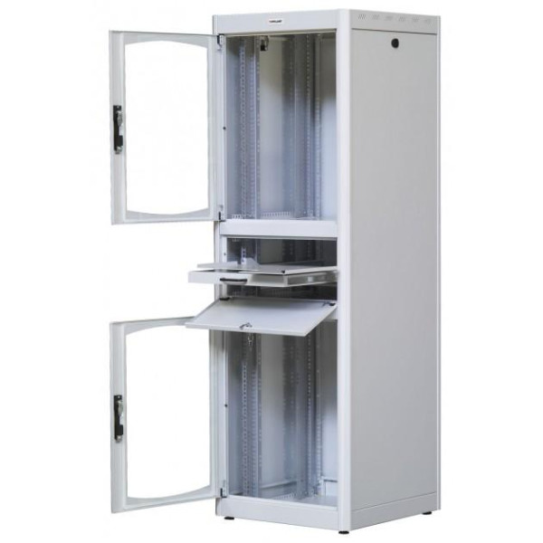 [I-CASE_EK-3880GT] Armadio Rack 19'' 600x800 38U con Ripiano Tastiera Grigio