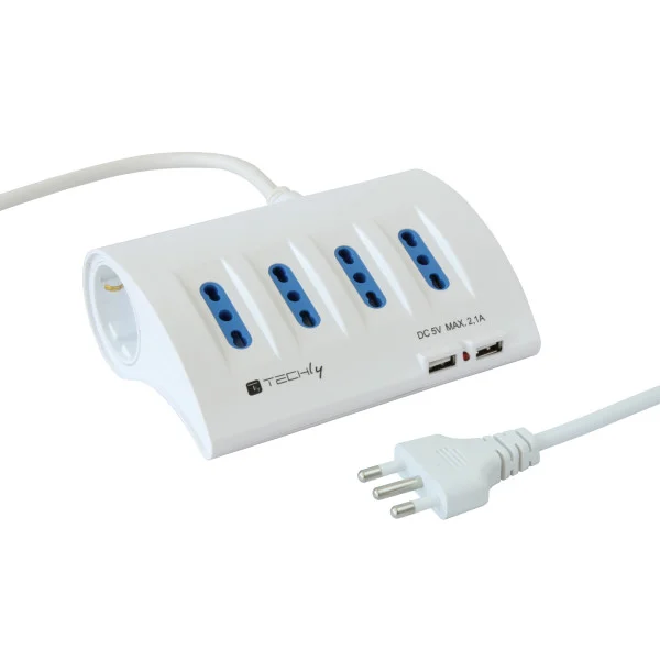 [IUPS-PCP-4UDESK2] Multipresa da Tavolo 4 prese Italiane Bipasso 2 Schuko e 2 USB Bianca