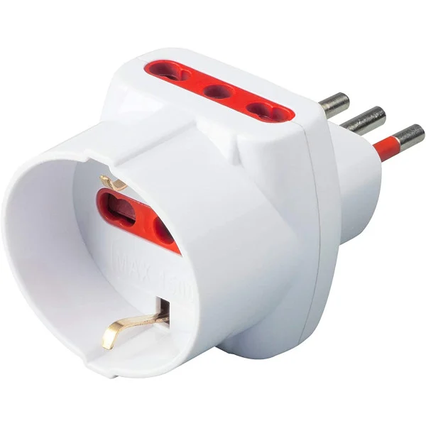 Adattatore Triplo Spina 2P+T Presa Bipasso 2P+T con Schuko