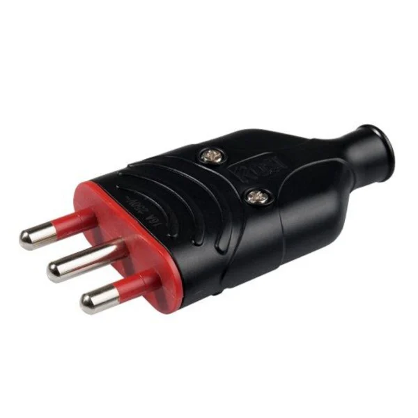 Spina Mobile in Gomma 16A 2P+T 250V Nero
