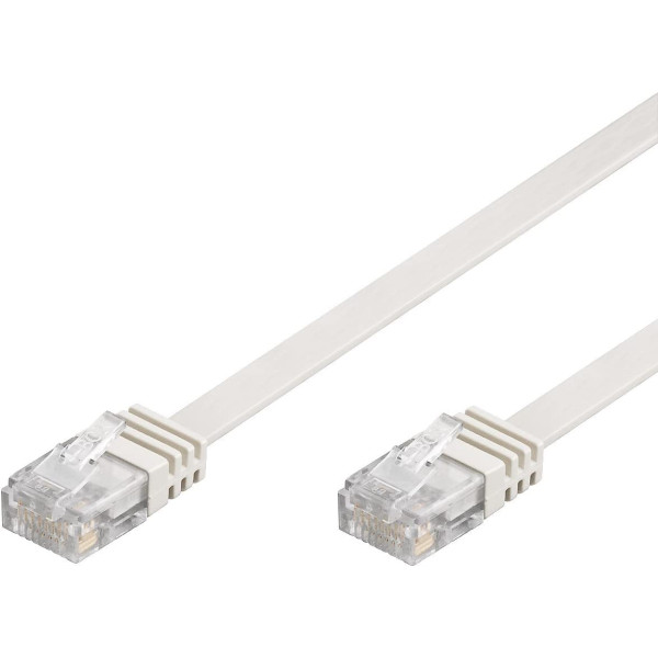 Cavo di Rete Patch Piatto in CCA Cat.5E Bianco UTP 1m