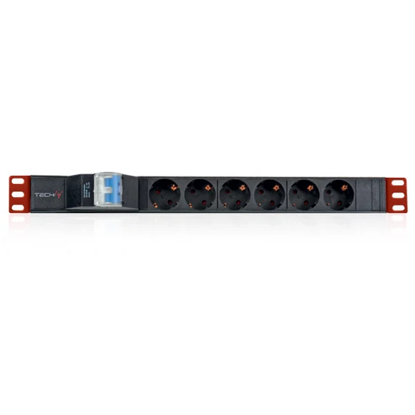 Multipresa 6 Posti da Rack 19'' con Magnetotermico Spina Schuko Angolata 1U