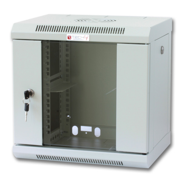 Armadio Rack 10'' a muro 6 unit&agrave; con pannelli asportabili Grigio prof. 300 mm
