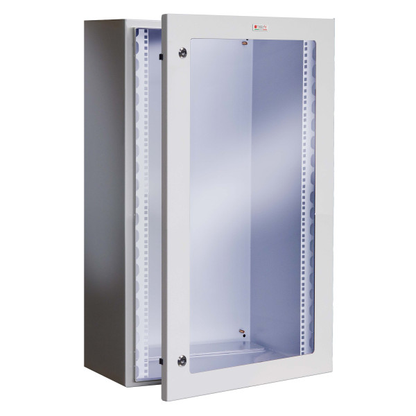 [I-CASE_IP-1720GV] Armadio Rack 19'' a muro 17U grigio IP65 porta vetro prof. 200mm