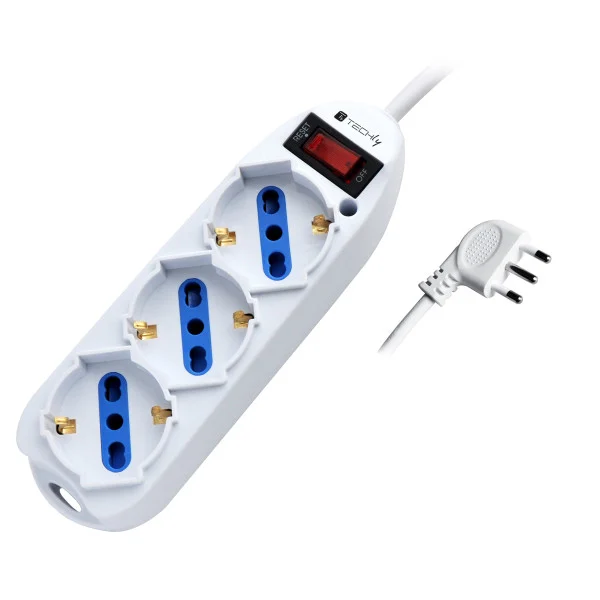 [IUPS-PCP-3SP10] Multipresa 3 Posti Italiana Bipasso / Schuko con spina 10A