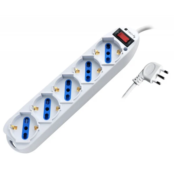 [IUPS-PCP-LCSP10] Multipresa 5 Posti Italiana Bipasso / Schuko con spina 10A