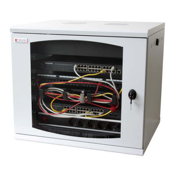 Armadio Rack 19'' a muro 16 unit&agrave; sezione unica prof. 500mm Grigio