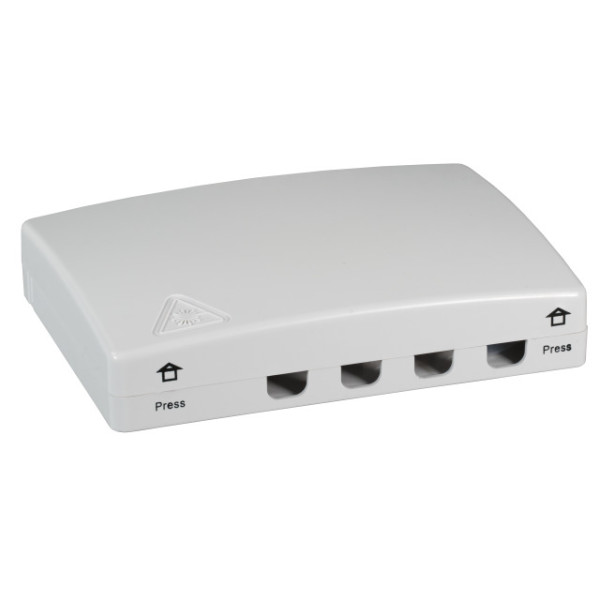 [I-CASE_FTTH4] Scatola di connessione indoor FTTH per 4 fibre, 4 adattatori, IP20