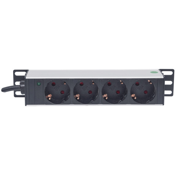 Multipresa Schuko 4 posti da Rack 10'' con Spina Schuko Angolata 1U
