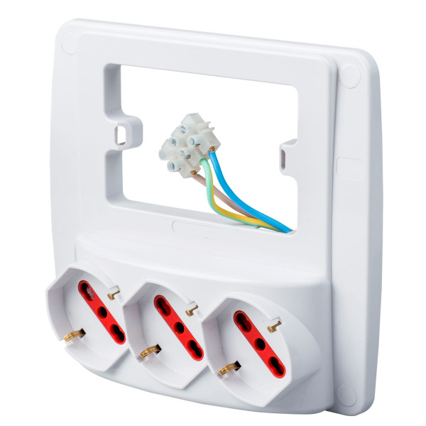 [IUPS-PCP-3ESWH] Multipresa da Parete 3 Posti Schuko Bianco