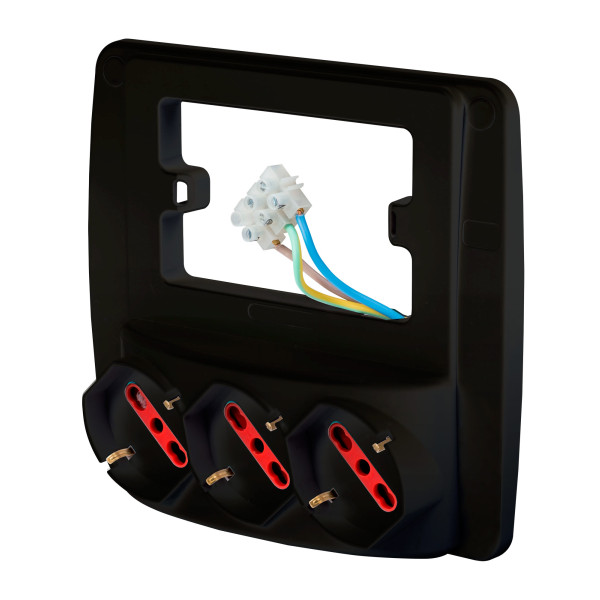 [IUPS-PCP-3ESBK] Multipresa da Parete 3 Posti Schuko Nero