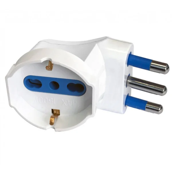 [IPW-IC215ANGWT] Adattatore spina 16A prese bipasso/Schuko 90&deg; Bianco