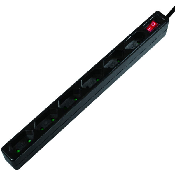 [IUPS-PCP-6EBK] Multipresa 6 Posti Design Salvaspazio Nero